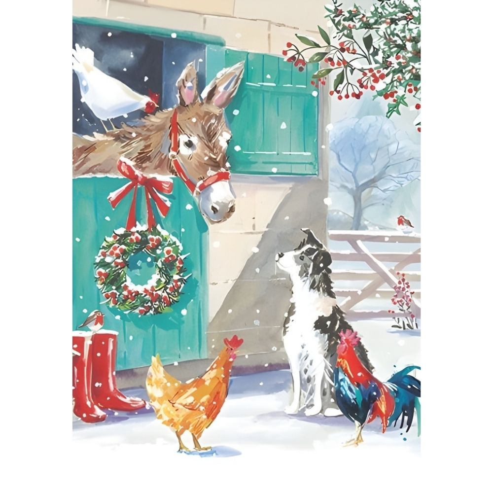 Box of 24 Christmas Cards Farmyard Fun Farm Animals Xmas Cards In 6 Designs
