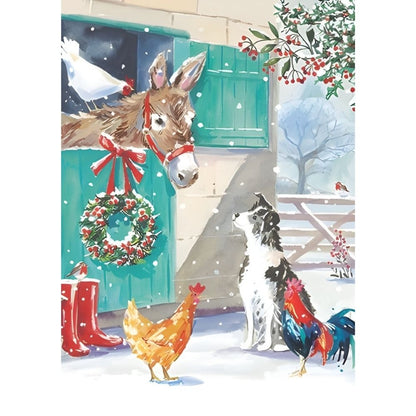 Box of 24 Christmas Cards Farmyard Fun Farm Animals Xmas Cards In 6 Designs