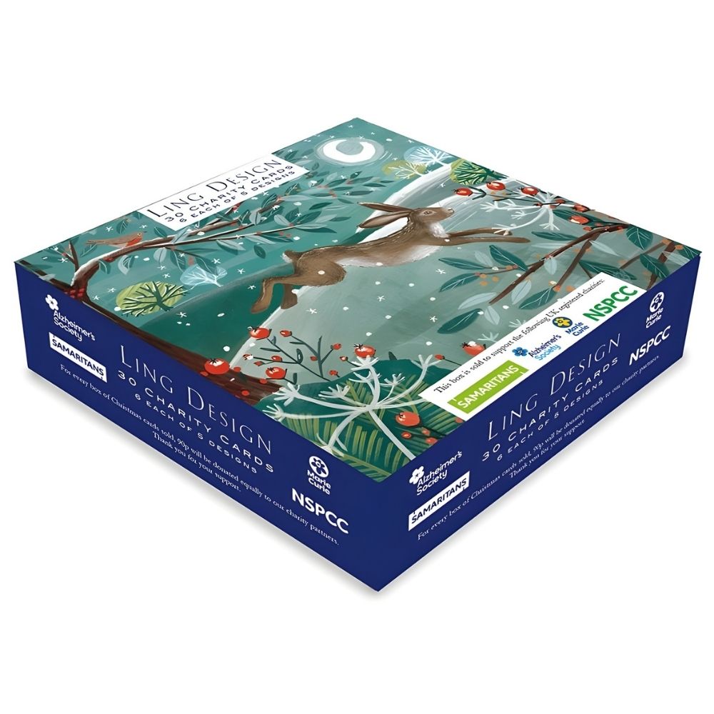 Charity Box of 30 Christmas Cards Artistic Cards Supporting Multiple Charities