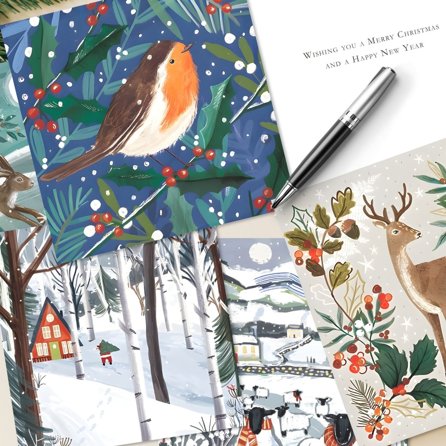Charity Box of 30 Christmas Cards Artistic Cards Supporting Multiple Charities