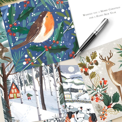 Charity Box of 30 Christmas Cards Artistic Cards Supporting Multiple Charities