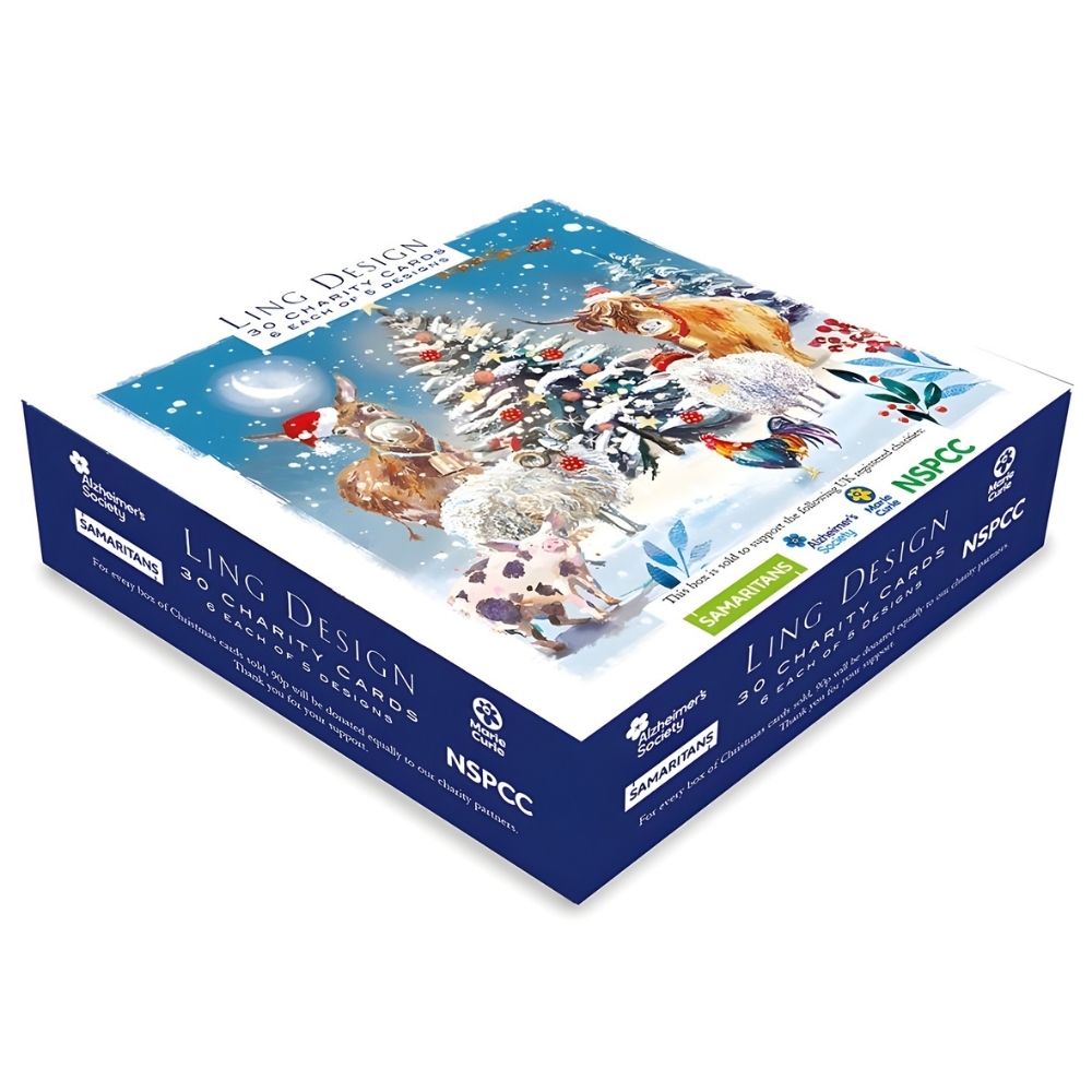 Charity Box of 30 Christmas Cards Wildlife Cards Supporting Multiple Charities