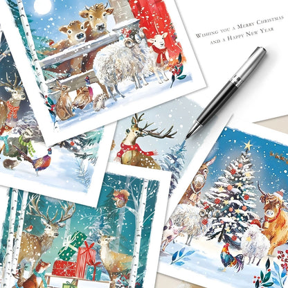 Charity Box of 30 Christmas Cards Wildlife Cards Supporting Multiple Charities