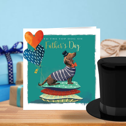 Top Dog On Father's Day Sausage Dog Father's Day Card