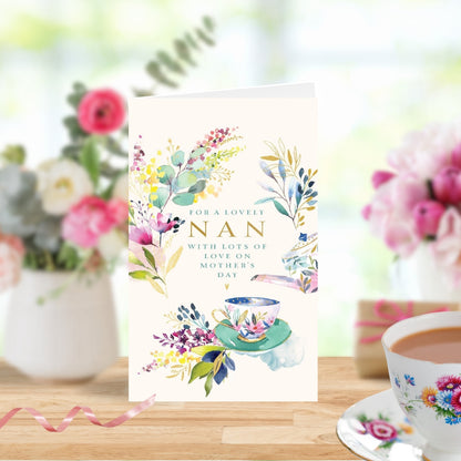 Lovely Nan Lots Of Love Time For Tea Foiled Mother's Day Card