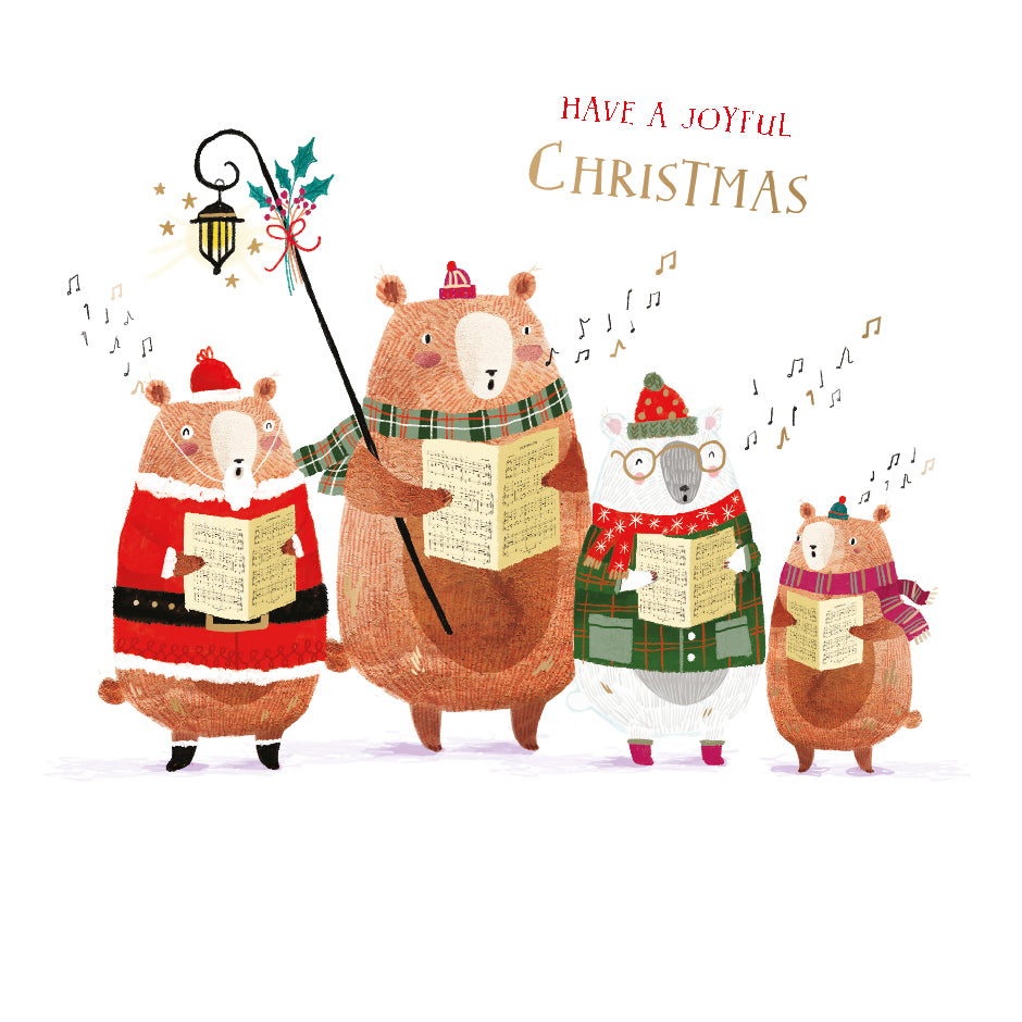 Box of 10 Carol Singing Bears Curious Inksmith Christmas Cards