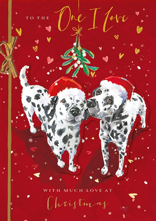 The Wildlife Embellished One I Love Mistletoe Pups Hand-Finished Christmas Card