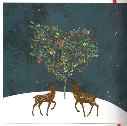 Deluxe Embellished One I Love Golden Magic Deer Hand-Finished Christmas Card