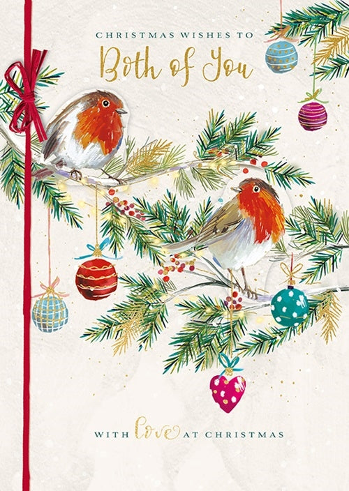 Weihnachtskarte „To Both Of You“ Mit Lustigen Rotkehlchen – Inkl. Umschlag