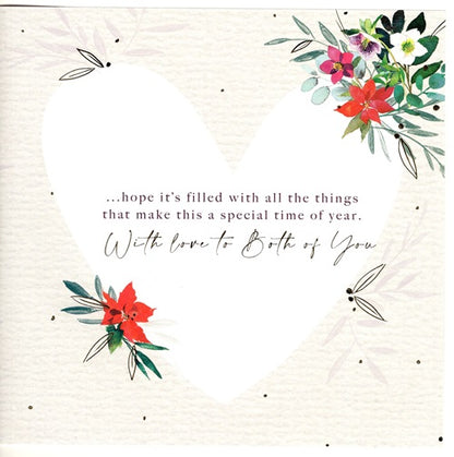 Deluxe Embellished Both Of You Floral Baubly Blossoms Hand-Finished Christmas Card