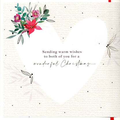 Deluxe Embellished Both Of You Floral Baubly Blossoms Hand-Finished Christmas Card