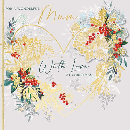 Deluxe Embellished Wonderful Mum Leafy Love Hand-Finished Christmas Card