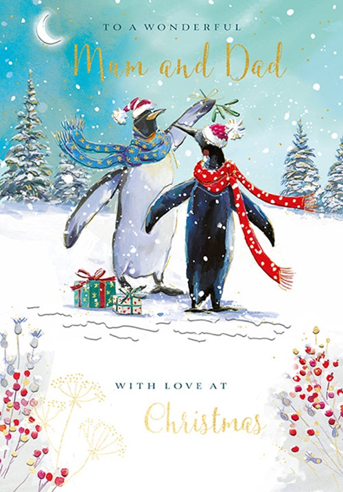 The Wildlife Mum & Dad Penguin Pals Artistic Christmas Greeting Card