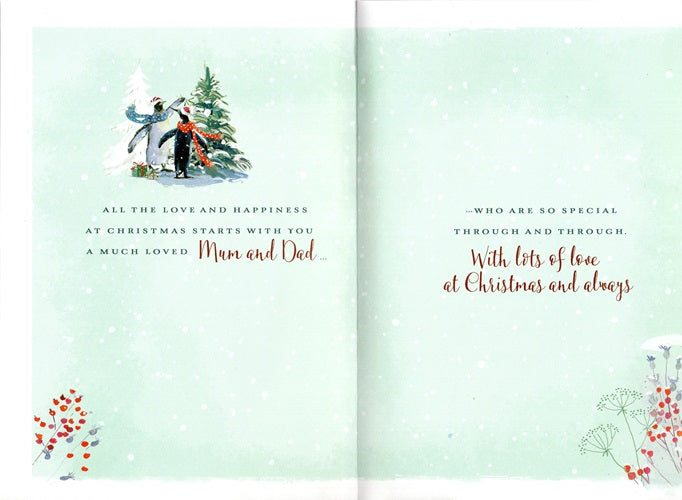 The Wildlife Mum & Dad Penguin Pals Artistic Christmas Greeting Card