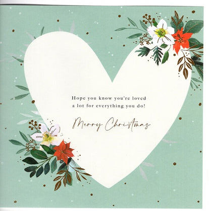 Deluxe Embellished Mum & Dad Floral Robins Hand-Finished Christmas Card