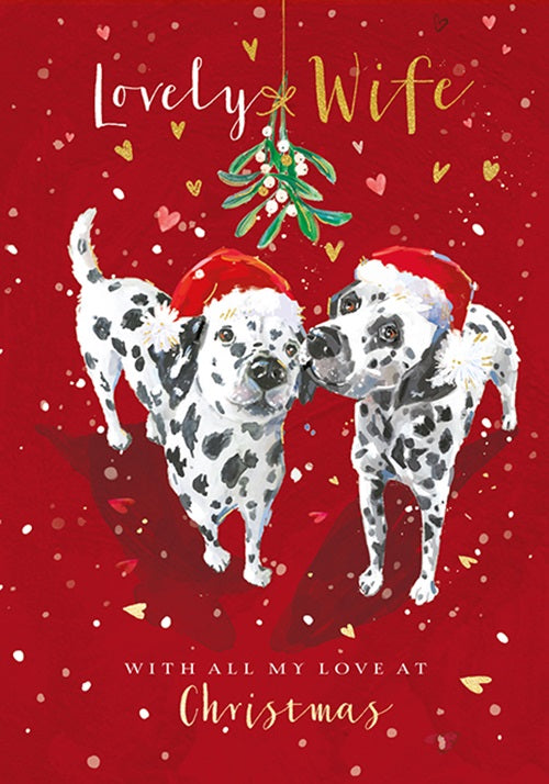 The Wildlife Lovely Wife Dalmatians Puppy Love Artistic Christmas Greeting Card