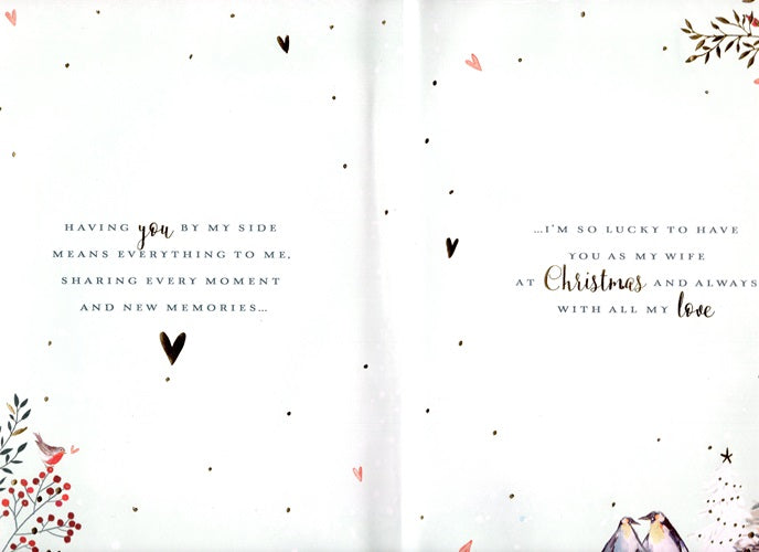 The Wildlife Embellished Wife Penguin Love Hand-Finished Christmas Card