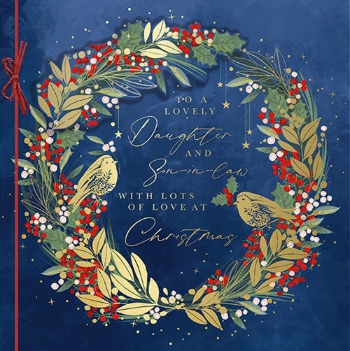 Deluxe Embellished Daughter & Son-In-Law Gold Robin Hand-Finished Christmas Card