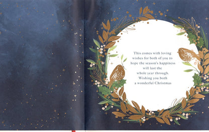 Deluxe Embellished Daughter & Son-In-Law Gold Robin Hand-Finished Christmas Card