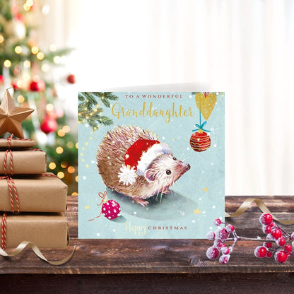 The Wildlife Wonderful Granddaughter Hedgehog Artistic Christmas Greeting Card