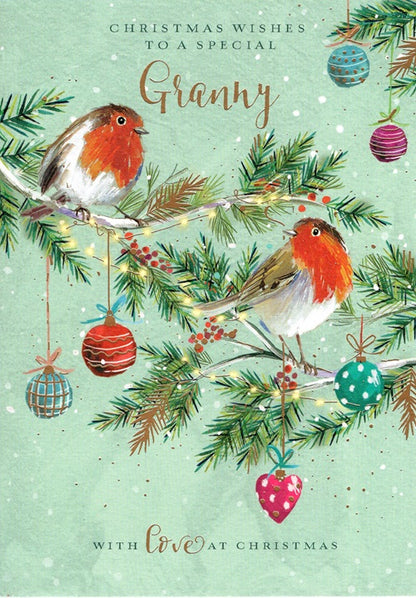 The Wildlife Special Granny Festive Robins Artistic Christmas Greeting Card