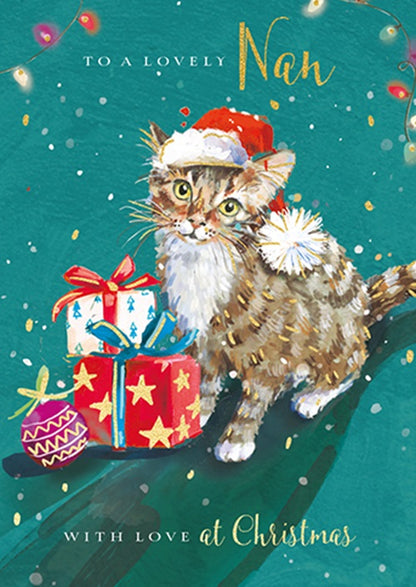 The Wildlife Lovely Nan Cat Purrfectly Festive Artistic Christmas Greeting Card