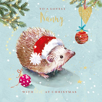 The Wildlife Lovely Nanny Jolly Hedgehog Artistic Christmas Greeting Card