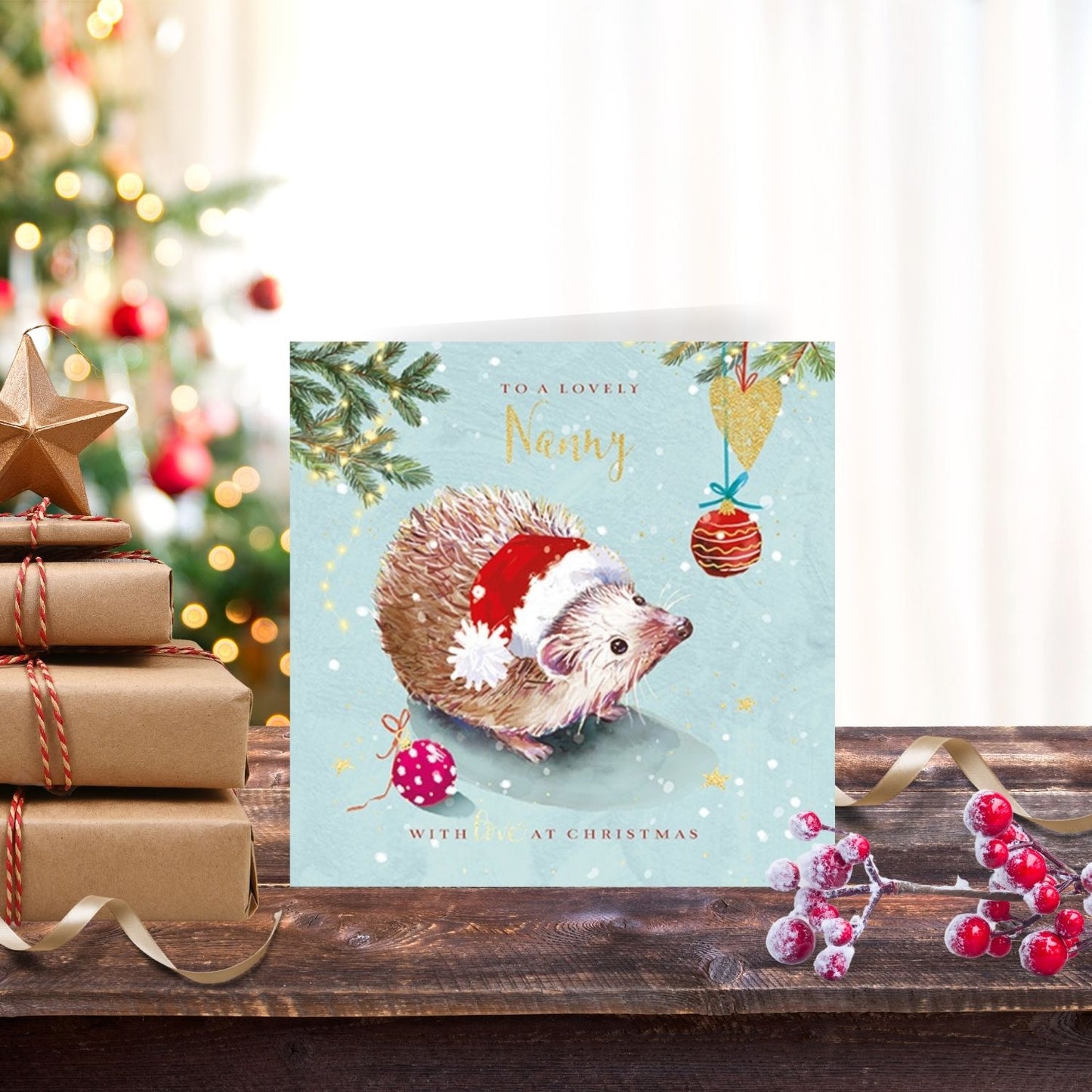 The Wildlife Lovely Nanny Jolly Hedgehog Artistic Christmas Greeting Card
