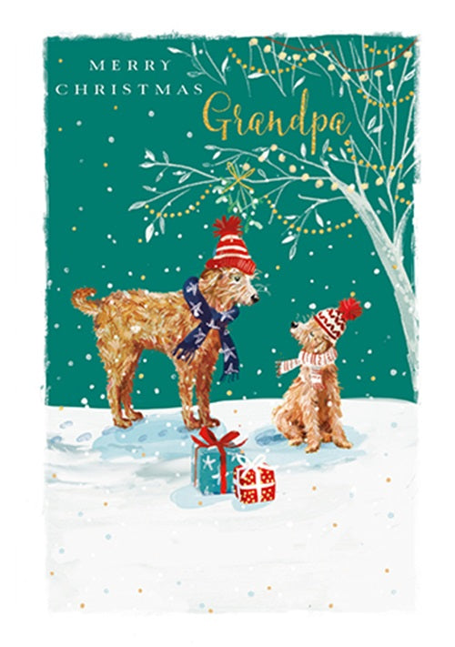 The Wildlife Grandpa Dogs Merry Pawsome Pals Artistic Christmas Greeting Card