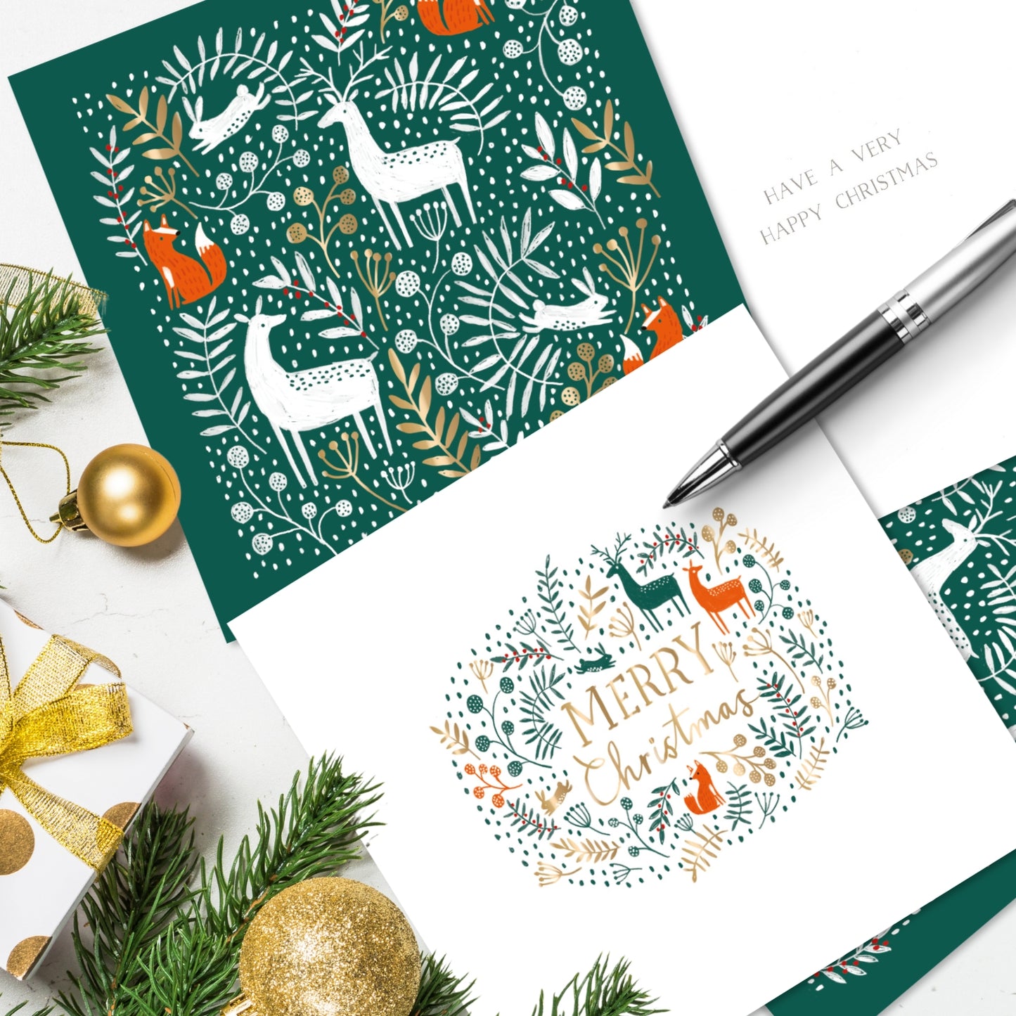 Box of 8 Winter Woodland Curious Inksmith Christmas Cards