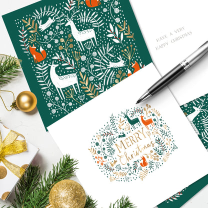 Box of 8 Winter Woodland Curious Inksmith Christmas Cards
