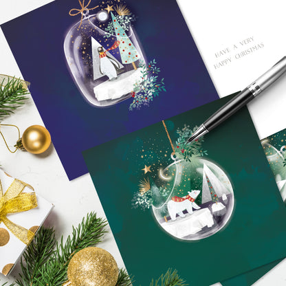 Box of 8 Winter Baubles Curious Inksmith Christmas Cards