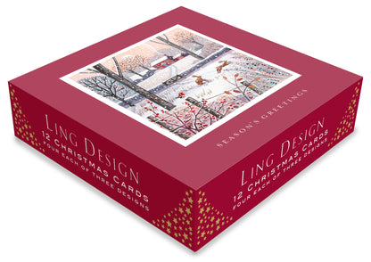 Box of 12 Assorted Countryside Scenes Square Christmas Cards