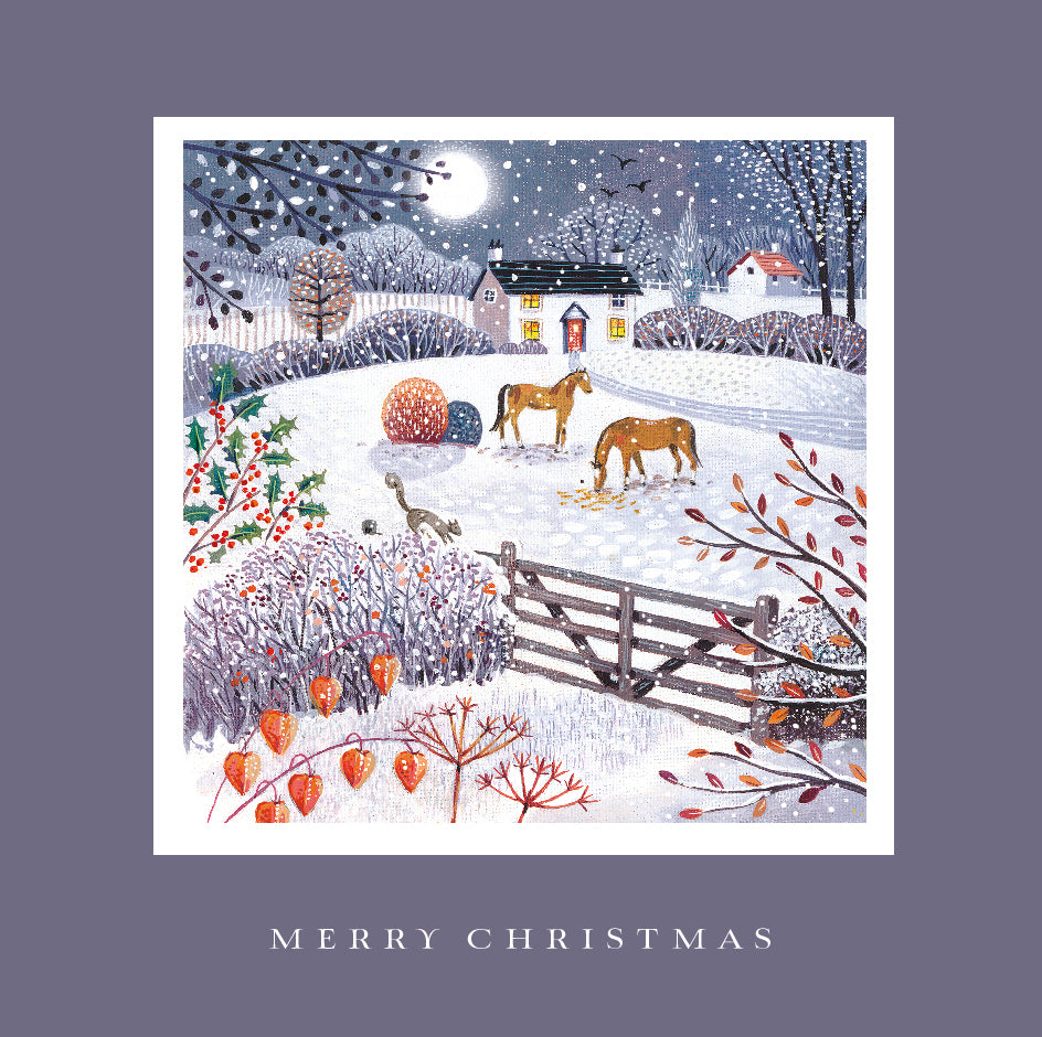 Box of 12 Assorted Countryside Scenes Square Christmas Cards