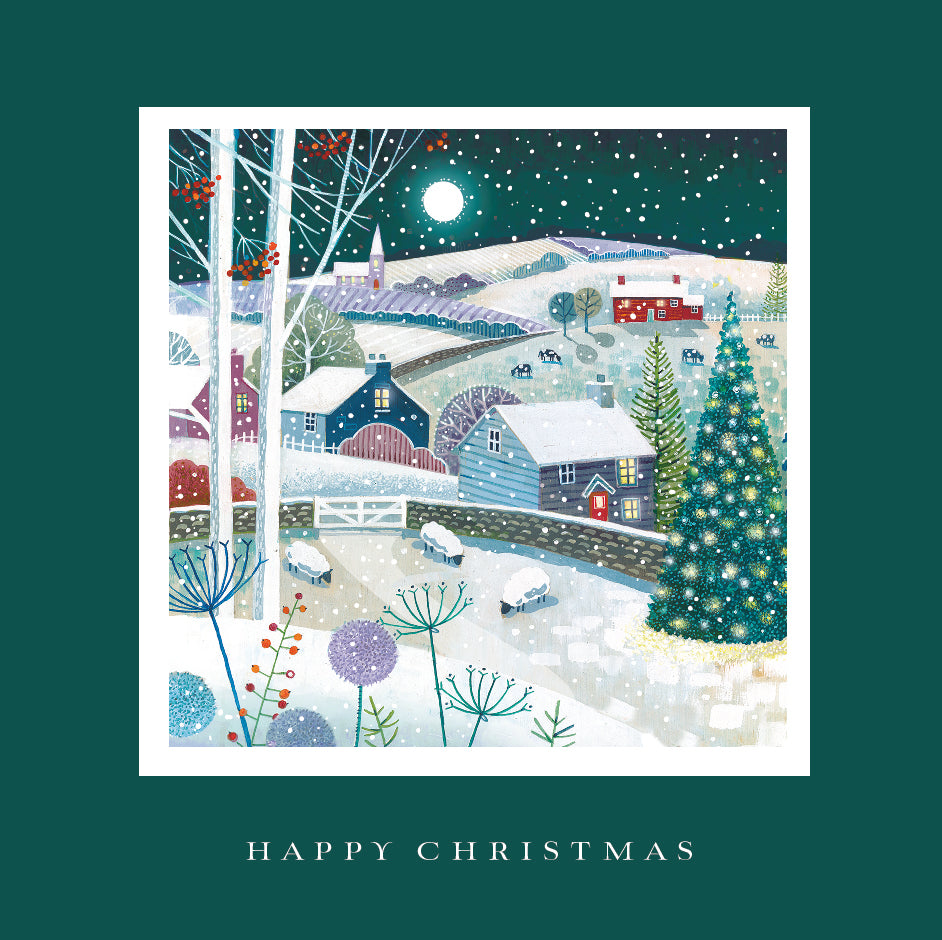 Box of 12 Assorted Countryside Scenes Square Christmas Cards