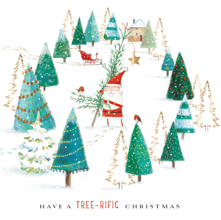Box of 8 Tree-rific Shooting Star Children's Hospices Foiled Christmas Cards