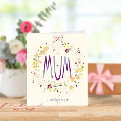 For Mum With Love Happy Mother's Day Greeting Card