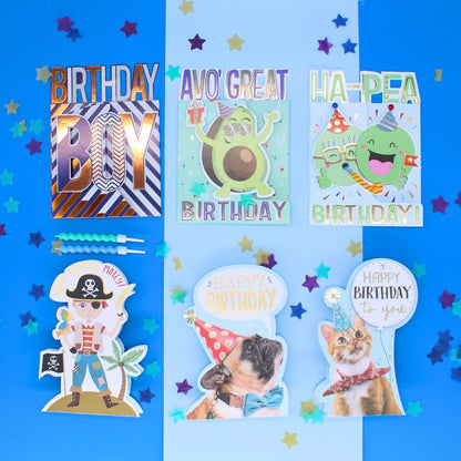 CARD 'N' MIX Birthday Boy Assortment 6 Card Potluck Pick Cards for Birthdays