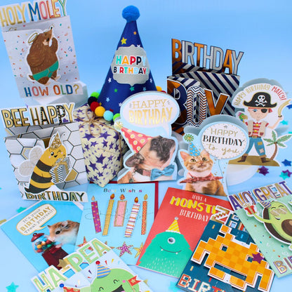 CARD 'N' MIX Birthday Boy Assortment 6 Card Potluck Pick Cards for Birthdays