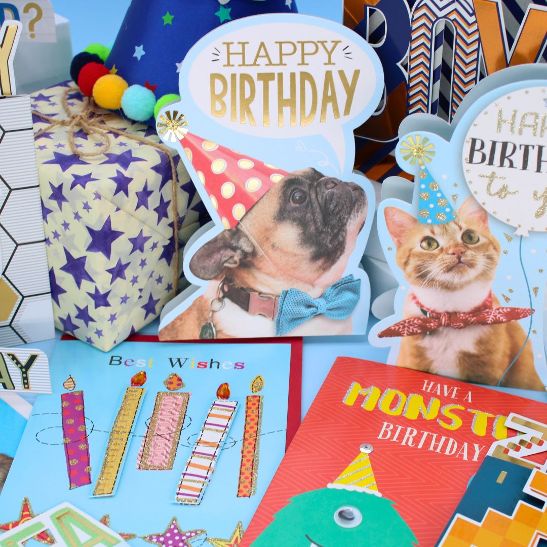 CARD 'N' MIX Birthday Boy Assortment 6 Card Potluck Pick Cards for Birthdays