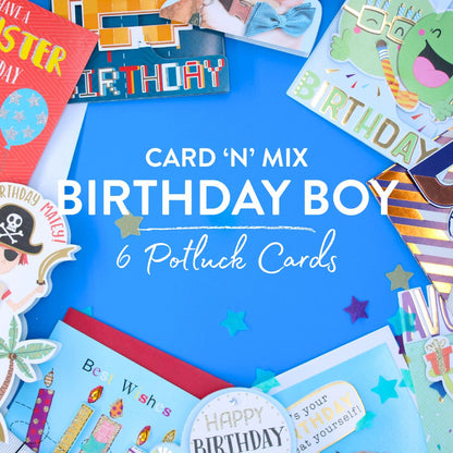 CARD 'N' MIX Birthday Boy Assortment 6 Card Potluck Pick Cards for Birthdays