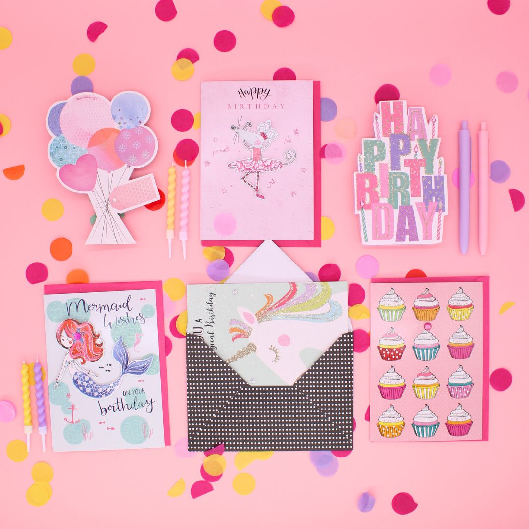 CARD 'N' MIX Birthday Girl Assortment 6 Card Potluck Pick Cards for Birthdays