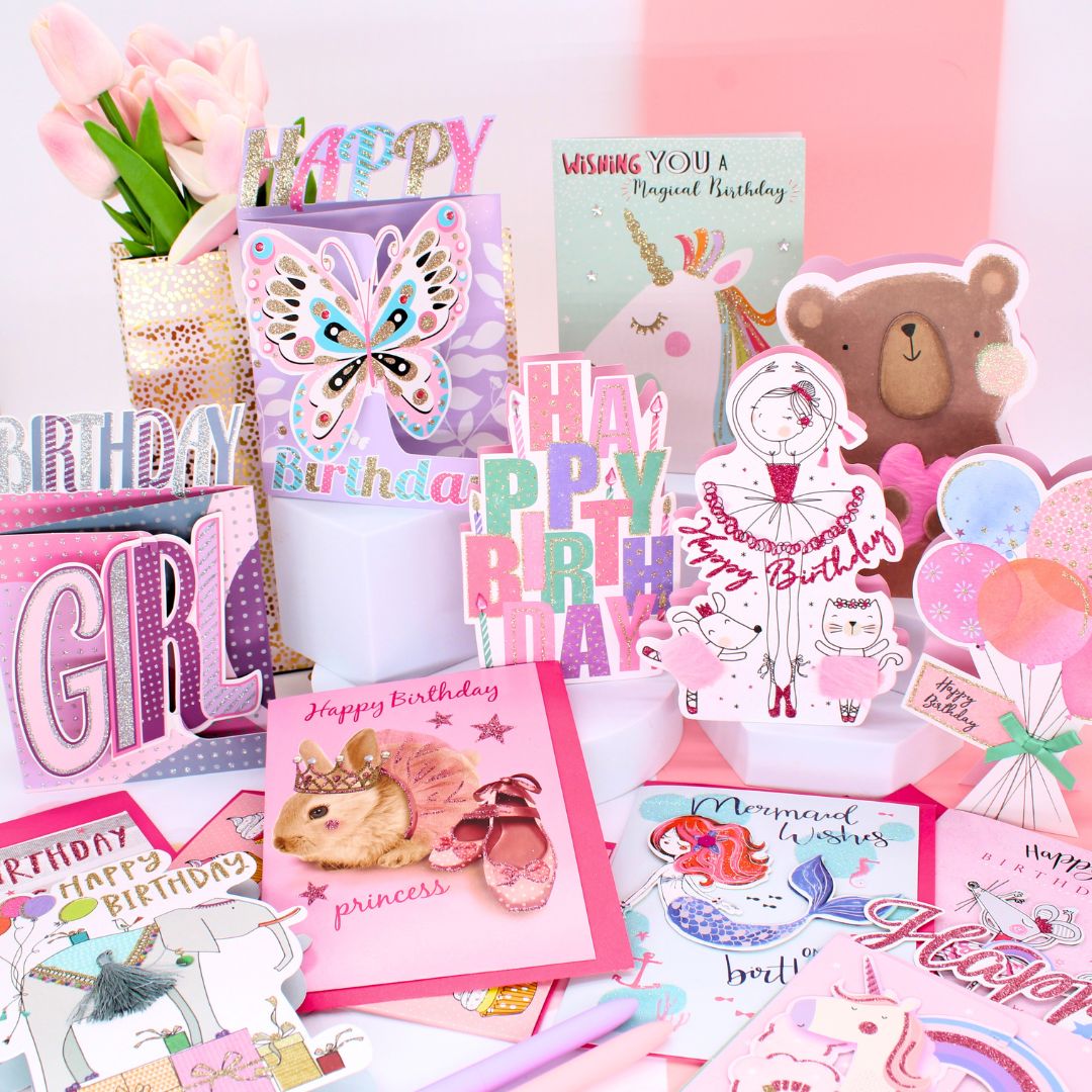 CARD 'N' MIX Birthday Girl Assortment 6 Card Potluck Pick Cards for Birthdays