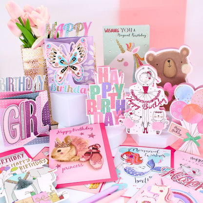 CARD 'N' MIX Birthday Girl Assortment 6 Card Potluck Pick Cards for Birthdays