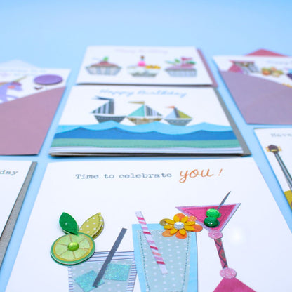 CARD 'N' MIX Bright & Breezy Assortment 6 Card Potluck Pick Cards for Birthdays