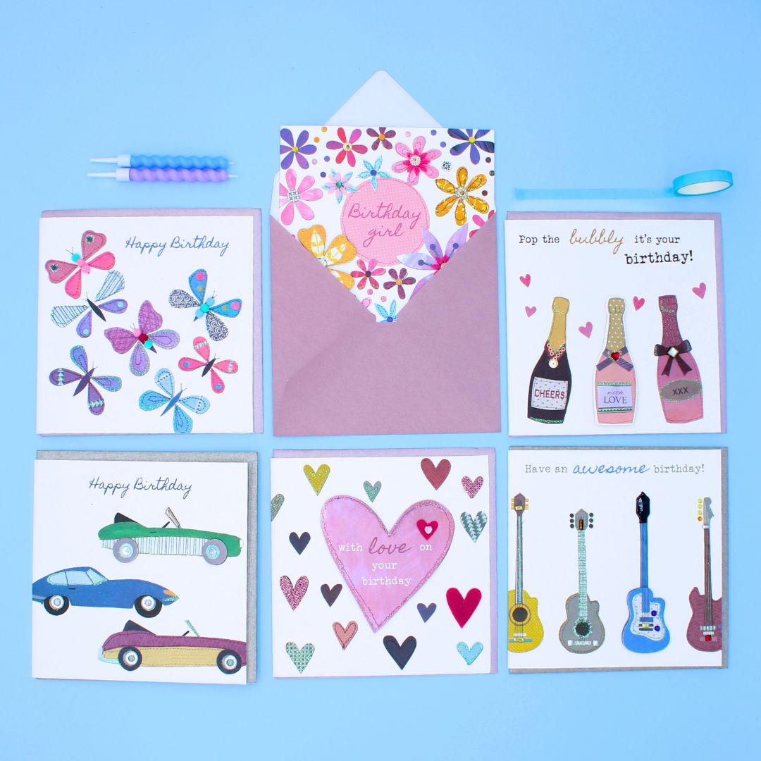 CARD 'N' MIX Bright & Breezy Assortment 6 Card Potluck Pick Cards for Birthdays