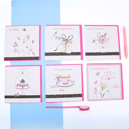 CARD 'N' MIX Charmed Assortment 6 Card Potluck Pick Cards for Birthdays