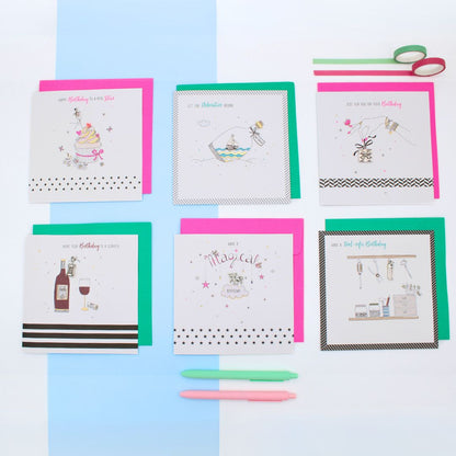 CARD 'N' MIX Charmed Assortment 6 Card Potluck Pick Cards for Birthdays