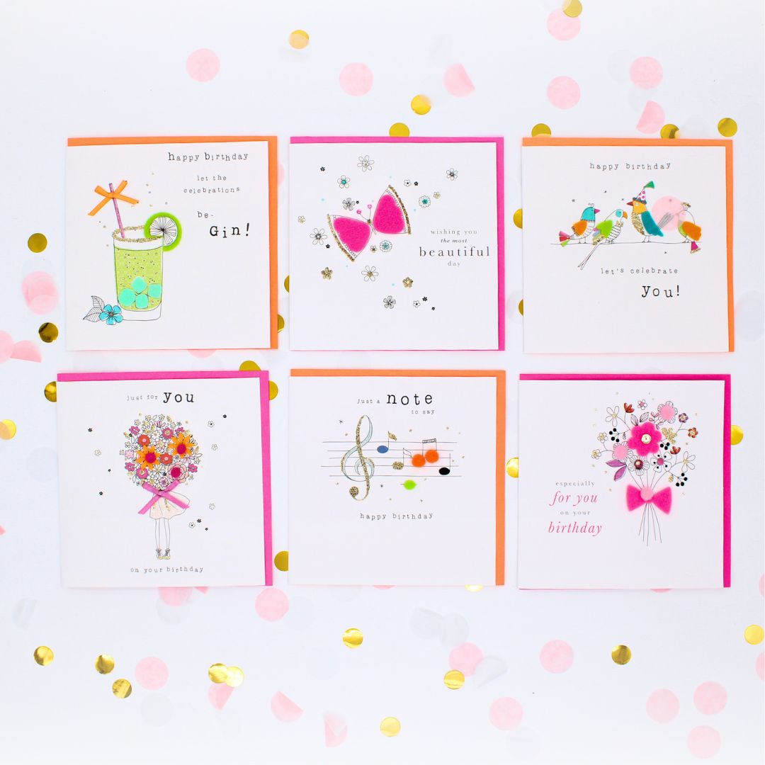 CARD 'N' MIX Felt Tastic Assortment 6 Card Potluck Pick Cards for Birthdays