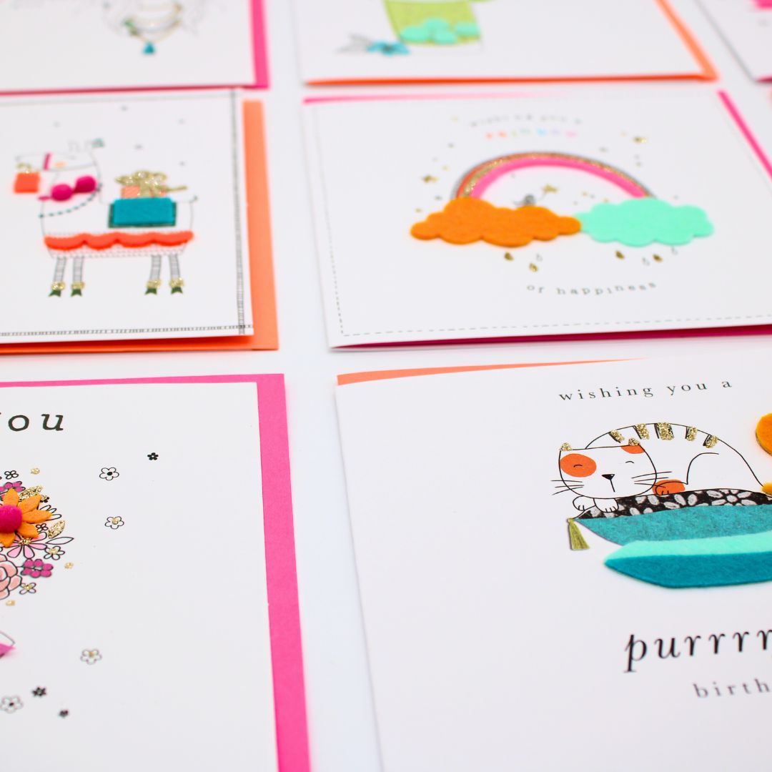 CARD 'N' MIX Felt Tastic Assortment 6 Card Potluck Pick Cards for Birthdays